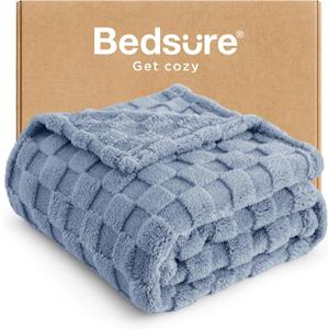 Bedsure GentleSoft Ashley Blue Throw Blanket for Couch - Checkered Fleece Blankets Gifts for Kids Girls, Cute Soft Cozy Throw for Bedroom Home Decor Gifts, 50x60 Inches