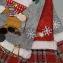 3 Pack Plaid Christmas Stockings with Golden Hooks, 15.7'' Knit Xmas Socks Set for Fireplace Mantel Decor, Traditional Holiday Hanging Stockings for Gifts & Decorations Santa Deer Snowman (Style 6)