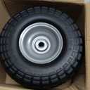 10-Inch 4.10/3.50-4 Tire and Wheel Flat Free, Heavy Duty Solid Replacement Tire with 5/8" Bearings, for Wheelbarrows Hand Trucks Dollies Trolleys Generators, (2-Pack) (Gray)