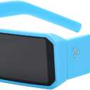 TYA Oversized Wrap Around Sunglasses for Women Men, Futuristic Rave Curved Lens Shades, Fashion Trendy Shield Sun Glasses (Small Blue Frame - Black Lens)