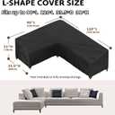 iBirdie Outdoor Sectional Cover fit 90 x 120 inch, 89 x 118, L-Shaped Patio Furniture Sofa, Waterproof Weatherproof Heavy Duty 600D Garden Cover for Outside L shape Couch, Black