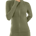 Gacaky Women's Full Zip Workout Running Track Jacket Slim Fit Long Sleeve Fall/Winter Yoga Clothing with Thumb Holes Size L