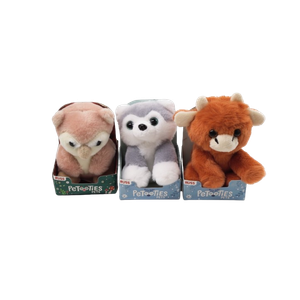 PETOOTIES 4IN PLUSH OWL, OXEN, HUSKY, 3 Pack