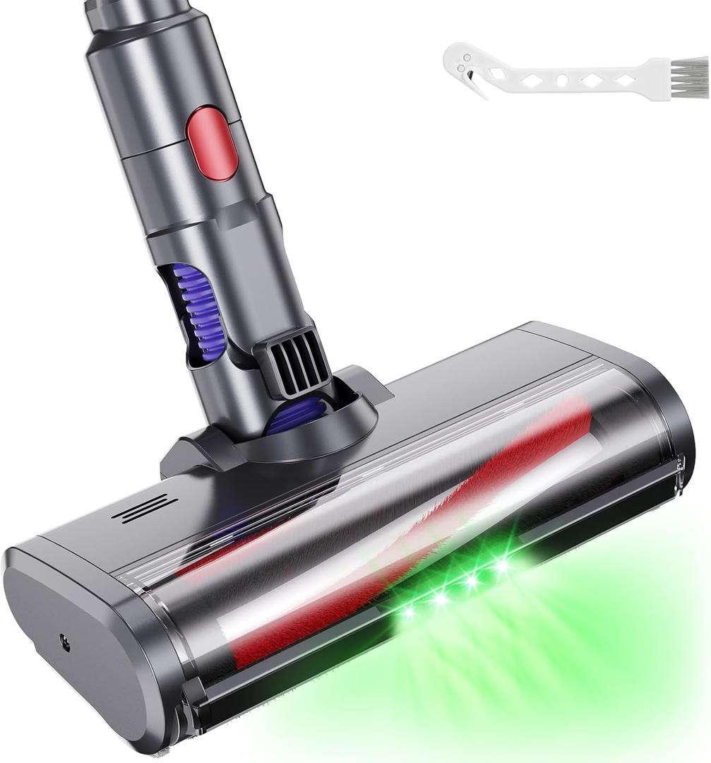 Quick-Release Motorhead Cleaner Head with LED Lights for Dyson V7 V8 V10 V11 V15 Vacuum Cleaners - For Hardwood Floor & Carpets, Replacement Head Parts for SV10 SV11 SV12 SV14