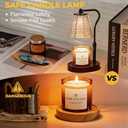 Candle Warmer Lamp with Timer & Dimmable Light, Height Adjustable Design, Modern Home Decor, Flameless Wax Melter for Jar Candles, Dark Wood,Includes 2 Bulbs, Ideal Gift for Women & Mom