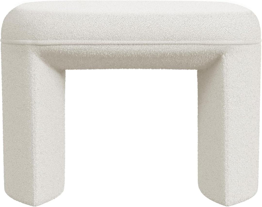 HomePop Quinn Modern Ottoman Home Dcor|Ottoman for Living Room & Bedroom - Cream White Boucle