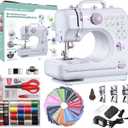 Sewing Machine for Beginners with 50 Pcs Fabric and 32 Pcs Sewing Threads Kit, Small Portable Mini Sewing Machine 12 Built-in Stitches 2 Speed with Foot Pedal
