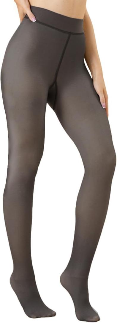 3 x DarkCom Black Fleece Lined High Waisted Winter Warm Thermal Tights for Women (Small-Medium)