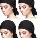 4 Pieces Slip-On Pre-Tied Head Scarves Women Headwear Turban Beanie Caps Head Wrap Headscarf for Women (Black)