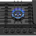 GASLAND Gas Cooktop 36 Inch with Griddle, PRO GH3365EF 5 Burner Propane Stovetop with Reversible Cast Iron Grill/Griddle, Gas Countertop Plug-in, NG/LPG Convertible Cooktops, Black