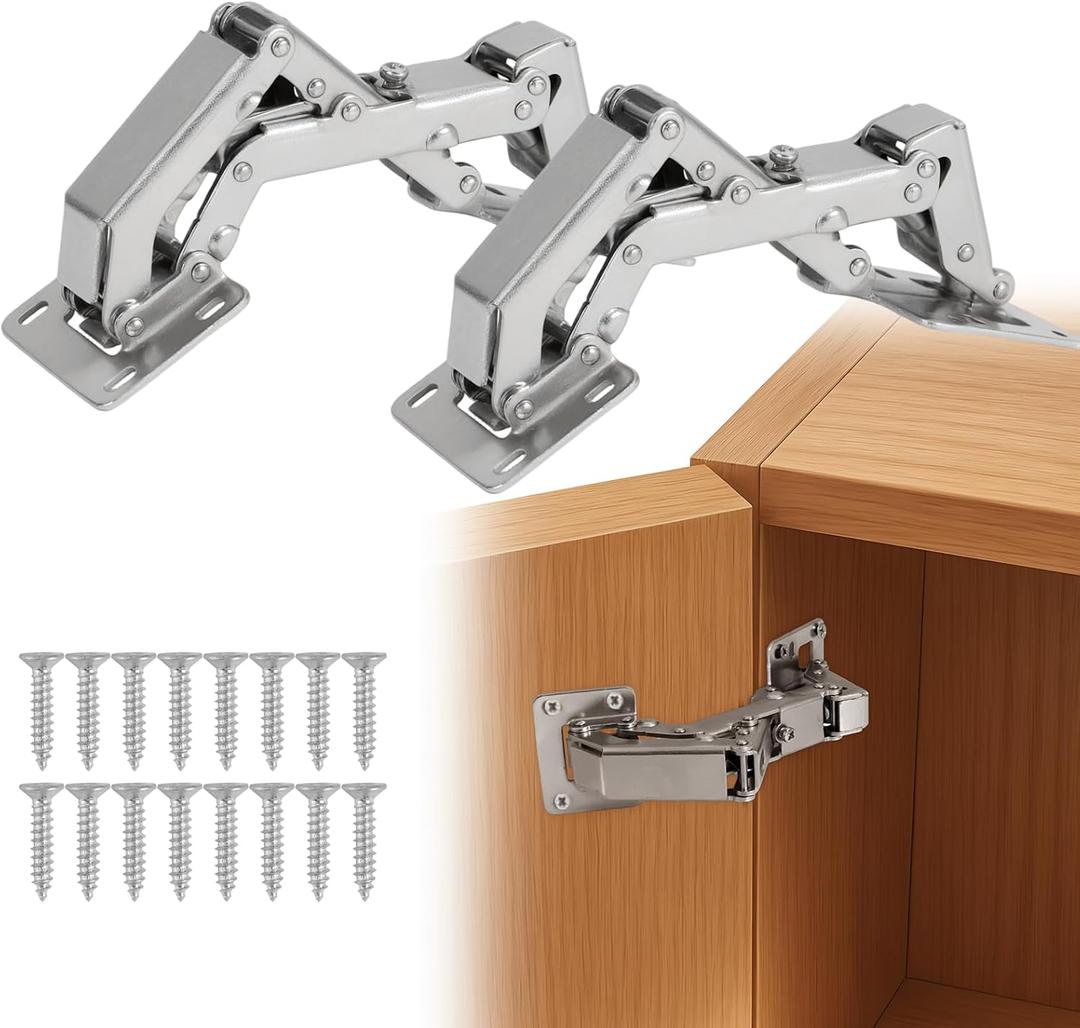 HBL' 170 Soft Close Cabinet Hinges, Wide Opening Hydraulic Cupboard Hinges for Thick Cabinet Doors, Heavy-Duty Angle Adjustable Overlay Design, 4 Pack