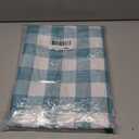 Hiasan 60 x 120 Inch Checkered Tablecloth Rectangle - Waterproof, Wrinkle Resistant and Washable Gingham Table Cloth for Outdoor Picnic, Kitchen and Holiday Dinner, Turquoise and White