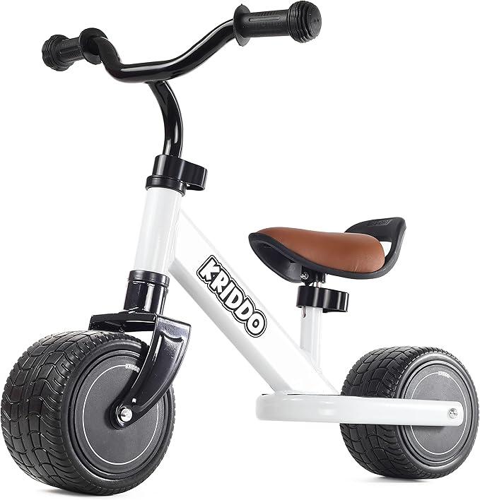 KRIDDO Baby Balance Bike 12 Year Old, Mini Cruiser Bike for One Year Old First Birthday Gifts Baby Toys 12 Months to 2.5 Year Old, White