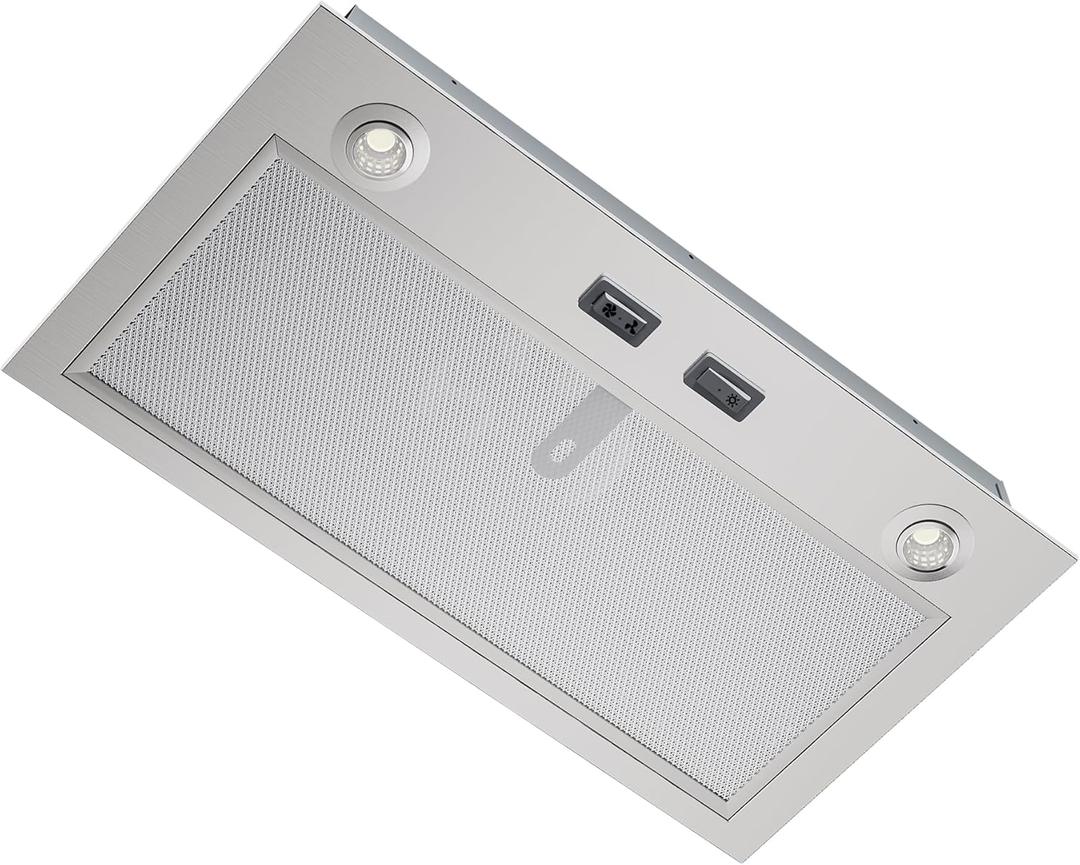 PM300SS Range Hood Insert For Under-Cabinet,21-Inch Built,300 Max Blower CFM,Stainless Steel,Customized Power Supply Package,2-speed Adjustment Exhaust Fan And Spotlight