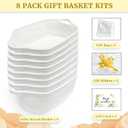 8 Pack Small Woven Baskets with Gift Bags & Ribbons & Cards, Cotton Rope Durable Storage with Handles 12"x8"x5" Empty Gift Baskets for Mother's Day, Baby Shower, Birthdays & Raffle (White)