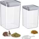 2 Pack Pet Food Storage Containers, 2.6L & 1.6L Small Animal Food Storage Box, Hamsters Treats Container with 1 spoons suitable for cats/hamsters/guinea pigs/rabbits dry food container (White)