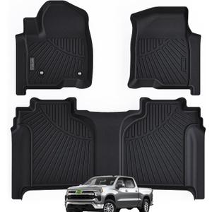 Floor Mats for 2019-2024 2025 Chevy Silverado GMC Sierra 1500 Crew Cab, 2020-2025 SLV/SRA 2500 3500 HD (with Rear Under-Seat Storage) All Weather Car Mats Compatible for Chevrolet Silverado