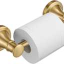 BESy Wall Mounted Toilet Paper Roll Holder Rustproof Tissue Paper Holder Bathroom Flexible Pivoting Tissue Handle Toilet Tissue Roll Holder, Brushed Gold, Stainless Steel