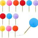 12 Pcs Tree Pompom Pen Colorful Fluffy Ball Pens Cute Fuzzy Pom Pom Pens Gift for 100th Day of School Office, Rose, Orange, Yellow, Purple, Red, and Blue(Black and Yellow)