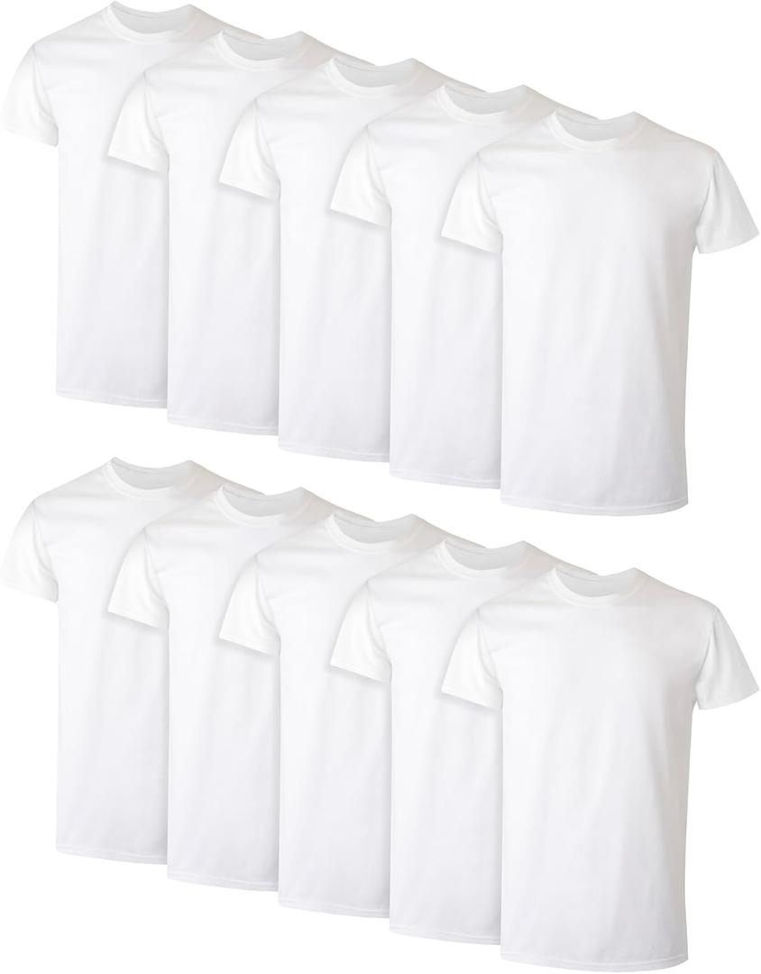 Hanes Men's Undershirt Packs, Stay-Tucked Soft Cotton Undershirts, Best Undershirts for Men (White, L)