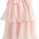 MakeMeChic Women's Tie Neck Halter Tops Tiered Ruffle Sleeveless Blouse Shirt Top (Large, Pink)