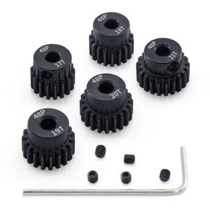 5pcs 48P Pinion Gear 17T 18T 19T 20T 21T 3.175mm Shaft Pinion Gears with Hex Key Parts Set for Traxxas Arrma HSP HPI AXIAL Tamiya Losi 1/10 RC Car Brushless Motor