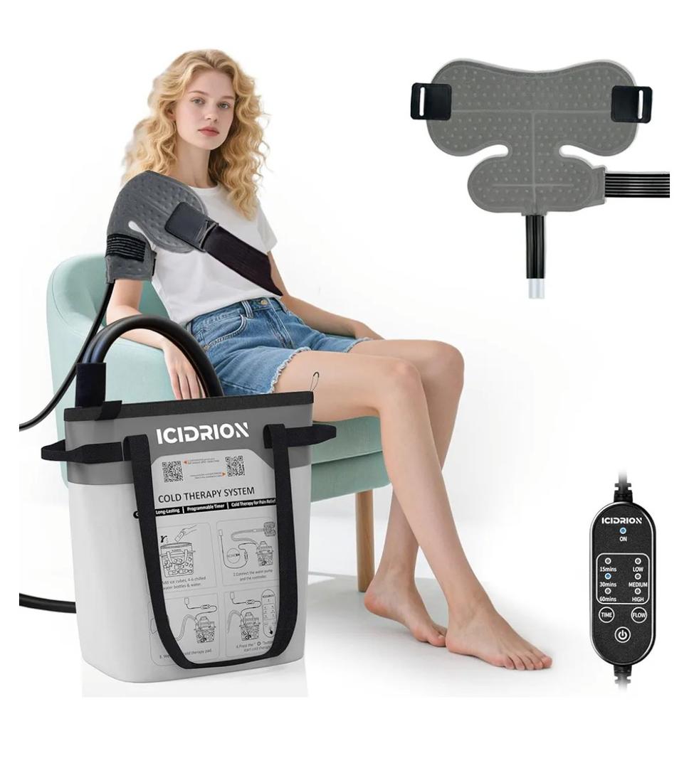 Cold Therapy Machine, Programmable Ice Machine for Shoulder After Surgery, Portable Shoulder Replacement Recovery System, Cryotherapy Pain Relief w/Compression Pad