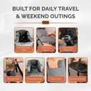 Kumdita' Center Console Car Seat & Carrier for Small Dogs & Cats with Dual Over-Seat Straps, Sewn-in Safety Leash & PE Board Base (Grey)