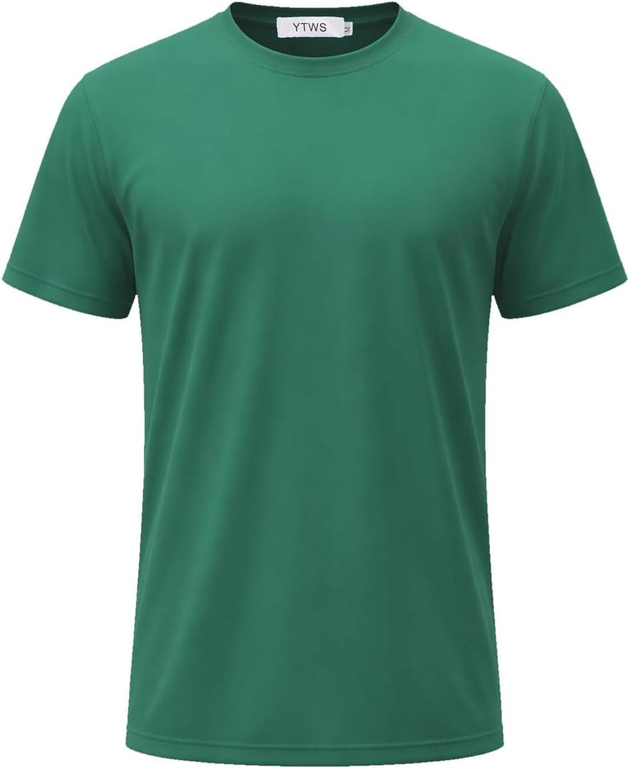 Men's T Shirt, Crew Neck Short Sleeve Shirts, Casual Plain Tshirt Men | Soft Stretch Fabric, Breathable Comfort, Crew Neck Undershirts, Short Sleeve, High Definition Print, Mens T Shirts (Green, XL)