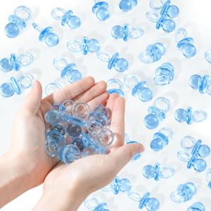 36 Acrylic Pacifiers for Baby Shower Game Boy, 1.75 Inch Cute Baby Shower Pacifiers, Blue Pacifiers for Baby Shower Decoration DIY, Gender Reveal Party Table Scatter, Baby Shower Favors (Blue)
