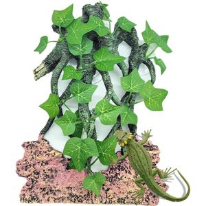 BNOSDM Reptile Climbing Branch,Crested Gecko Climb Corner Branch with Suction Cup,Bearded Dragon Resin Tree Branches,Reptile Tank Rainforest Background Decor for Lizard Chameleons Hermit Crabs Spiders