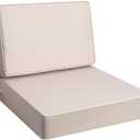 AAAAAcessories Outdoor Deep Seat Cushions, Foam Pillow, Waterproof, Fade-Resistant Patio Furniture Replacement Cushions, 24" x 24" x 5", Khaki Beige
