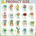 Misdary 20 Pcs Potted Flowers Diamond Art Keychains Double Side Diamond Painting Keychains Kit Flowers Ornaments for Home DIY Crafts Party Decor