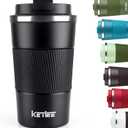 KETIEE Travel Mug 12oz, Vacuum Insulated Coffee Mug with Leakproof Lid, Travel Coffee Tumbler Stainless Steel Double Walled Reusable Coffee Cup for Hot and Iced Water (Black)