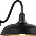 21" Large Black Outdoor Gooseneck Barn Light, Modern Vintage Style Barn Gooseneck Light for Garages, Farmhouses and Porches, 21" Diameter - 1 Pc