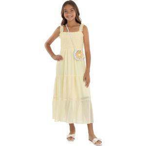 Speechless Girls' Sleeveless Smocked Maxi Sundress (12, Light Yellow/Dot)