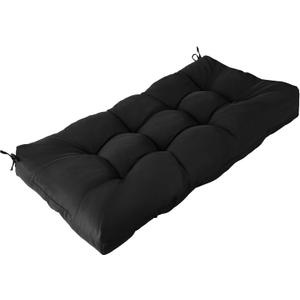 Waterproof Outdoor Bench Cushion 49"X20"X4" Comfortable Outdoor Chair Cushions Tufted Garden Bench Pad UV Resistant and Fade Resistant (1, Black)