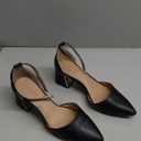 BCTEX COLL Womens Pointed Toe Pumps Shoes Ankle Strap Chunky Low Heels Metal Lined Sandals Designed for Women, size 9