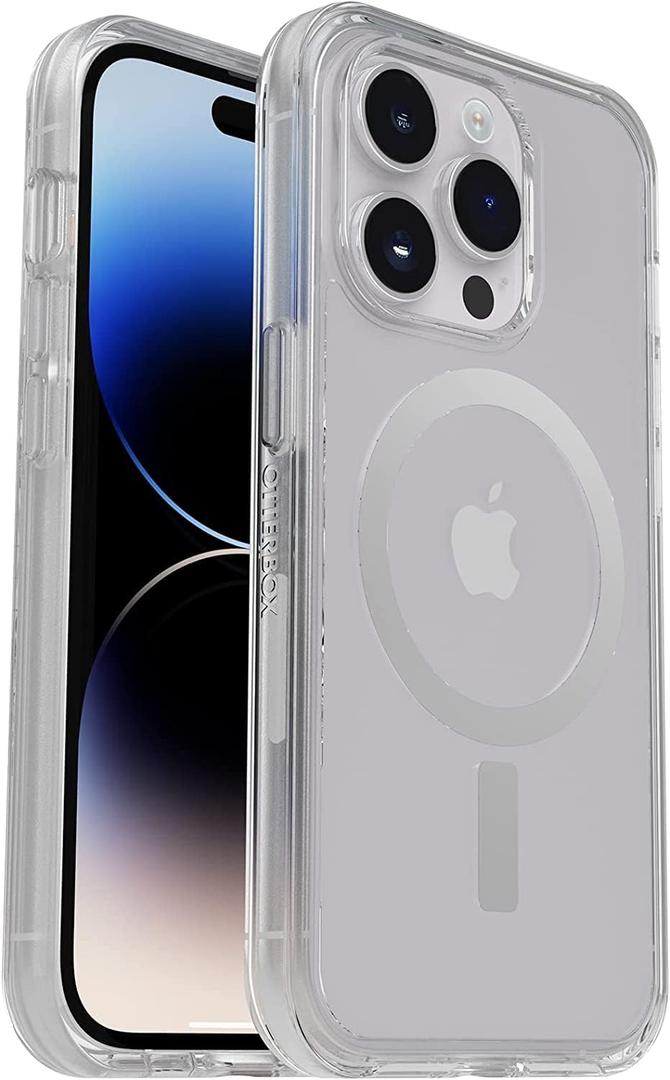 OtterBox iPhone 14 Pro (ONLY) Symmetry Series+ Case - Clear, Ultra-Sleek, Snaps to MagSafe, Raised Edges Protect Camera & Screen (Clear)