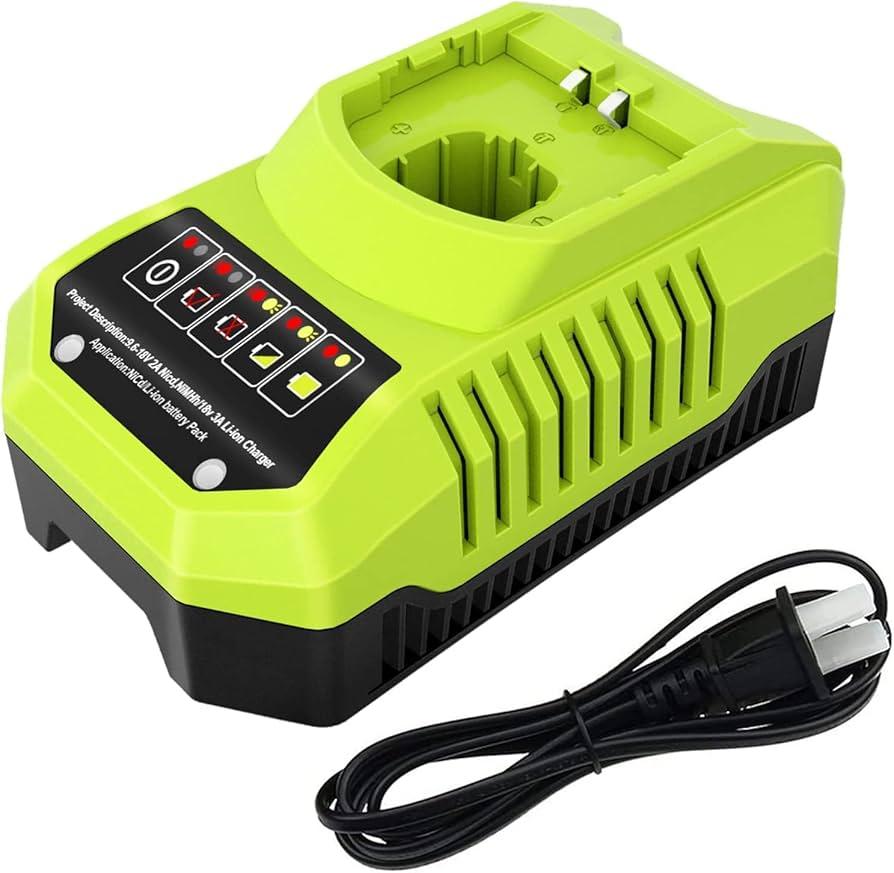 Charger Compatible with Ryobi 18 Volt Batteries Lithium ion P100 P102 P103 P104 P105 P107 P108 P109 P119 P122 (Green)