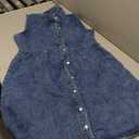 Denim Dress for Women Midi Jean Shirt Dresses Button Down Short Sleeve Summer Womens Jeans Babydoll Pockets (Small, Navy Blue)