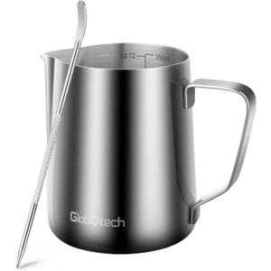 Stainless Steel Milk Frothing Pitcher 12 Oz, 350ml Latte Art Cup Espresso Machine Accessories, Steaming Jug for Cappuccino Coffee Milk Hot Chocolate Cups (01 Silver)