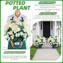 Artificial Hydrangea Bush 20 Inch Potted Faux Hydrangea Plant, UV Resistant Outdoor Hydrangea Artificial Plants for Front Porch, Garden, Patio & Indoor Decor