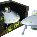 Off the Wall Toys Alien Glow-in-The-Dark UFO Space Ship and Bendable Action Figure Toy