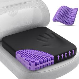 TushGuard Gel Seat Cushion for Long Sitting, Enlarged & Thickened Patent Design Office Chair Seat Cushion, Breathable Cooling Pads for Chairs, Soft Car Cushions for Wheelchair(Large, Black)