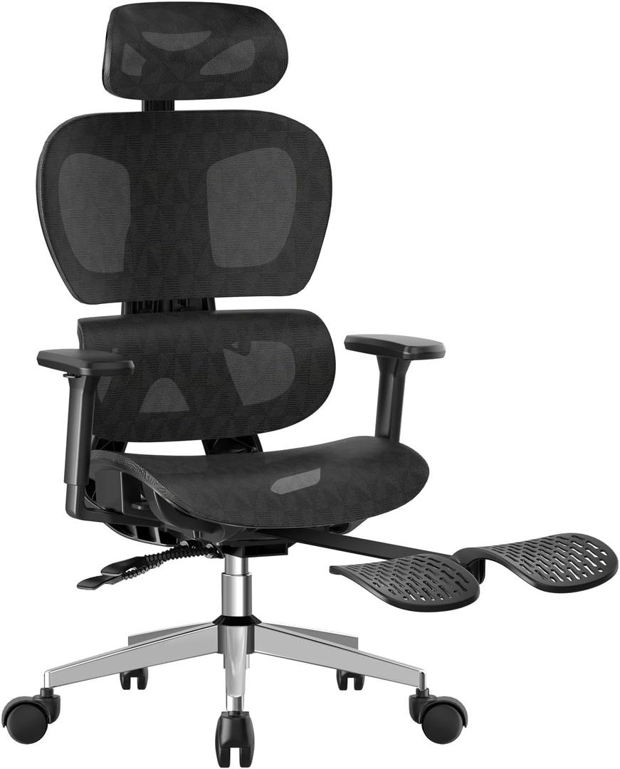 Ergonomic Office Chair Ergo3D Rolling Desk Chair with 3D Adjustable Armrest,High Back Desk Computer Chair Mesh Computer Executive Swivel Black