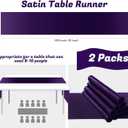 KKJIAF 2 Pack Purple Table Runners 12 x 108 Inch, Rectangular Smooth Satin Silk Table Runner for Wedding, Banquet, Birthday Party Decoration