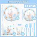 182 Pcs Blue One Silly Goose Party Tableware Set - For 26 Guests - Goose Theme Party Paper Plates And Napkins Kit - For Baby Shower Birthday Party Decorations