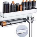Storage Hair Dryer Holder for Curling Iron Wands Accessories, Hair Straightener Holder, Wall Mount Hair Tool Organizer for Styler Attachments, Curling Iron Holder Organizer for Bathroom, Silver