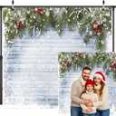 Winter Christmas Backdrop 10x10ft Snowflake and Pine Branch Wooden Wall Background White Snow Scene for Holiday Party Photo Booth Christmas Wall Decor 219
